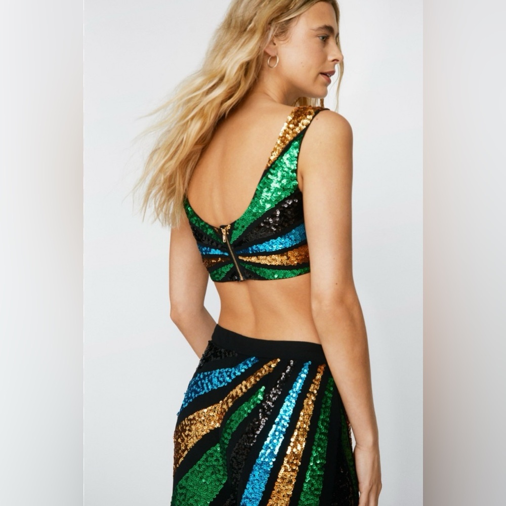 Nasty Gal Colour Block Sequin Cropped Bralette